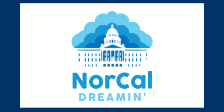 Image: NorCal Dreamin logo of clouds and Sacramento State Capitol Building