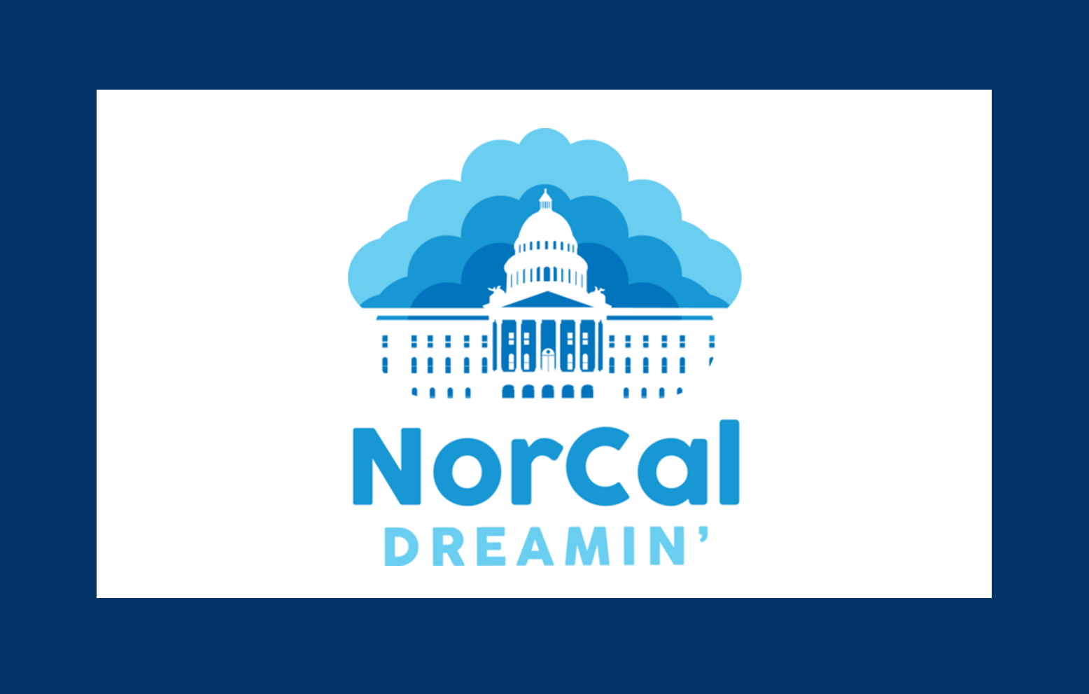 Image: NorCal Dreamin logo of clouds and Sacramento State Capitol Building