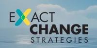 Image: Blue sky and ocean with Exact Change Strategies logotype