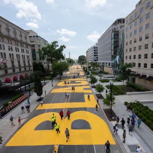 Photo: Black Lives Matter mural painted in yellow on 16th Street Washington, D.C.