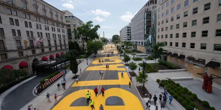 Photo: Black Lives Matter mural painted in yellow on 16th Street Washington, D.C.