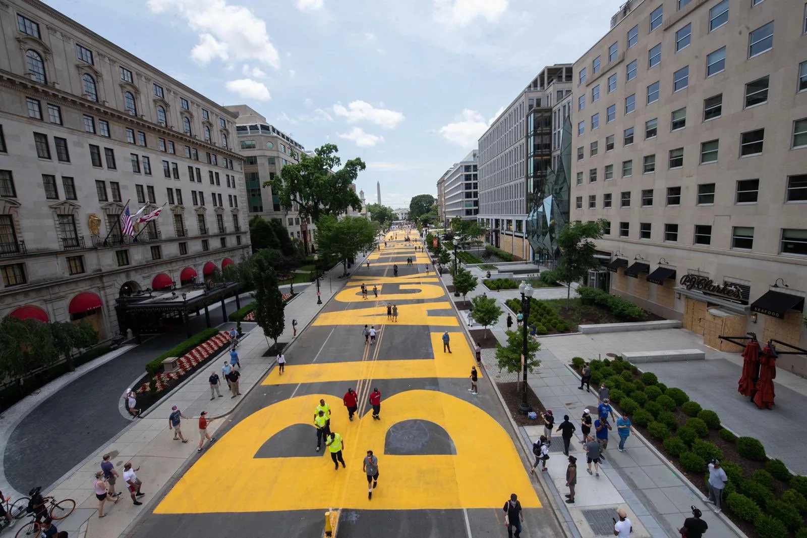 Photo: Black Lives Matter mural painted in yellow on 16th Street Washington, D.C.