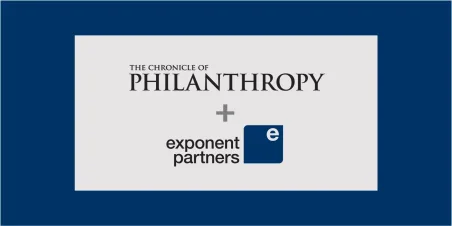 Image: typeface logo for Chronicle of Philanthropy and Exponent Partners