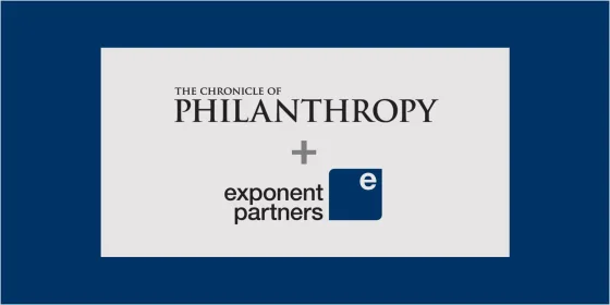 Image: typeface logo for Chronicle of Philanthropy and Exponent Partners