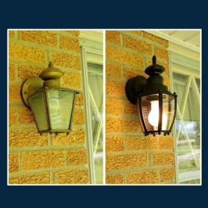 Photo: Before and After light fixture upgrade