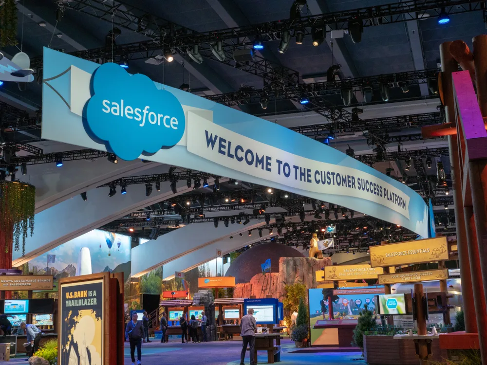 Photo: Conference banner that reads Salesforce Welcome to the Customer Success Platform