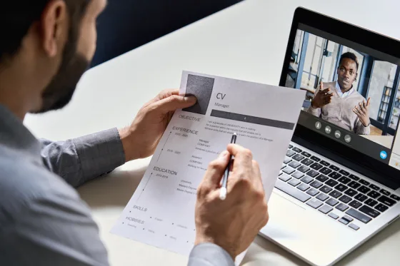 Image of a video job interview