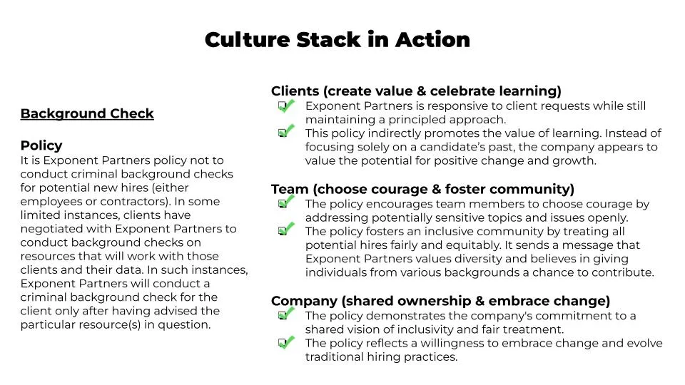 Exponent Partners' Culture Stack in Action